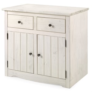 Solid Pine 36&quot Farmhouse Accent Buffet Sideboard Cabinet in Distressed White