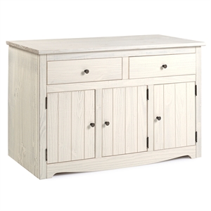 Solid Pine 52&quot Farmhouse Accent Buffet Sideboard Cabinet in Distressed White