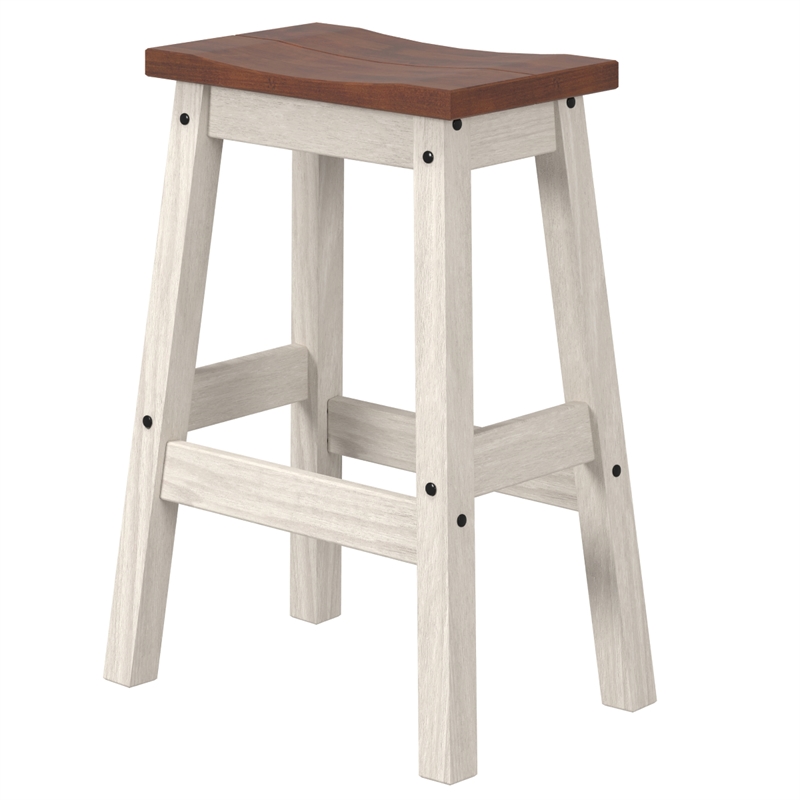 Solid Pine 5-Piece Farmhouse Drop Leaf Dining Table Set in Distressed White