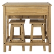 Solid Pine 3-Piece Farmhouse Folding Dining Table Set in Corona Brown