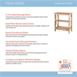 Solid Pine Farmhouse 3-Tier Bookcase Shelf in Corona Brown