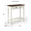 Solid Pine Farmhouse Console Table with Drawer in Harvest White and Brown