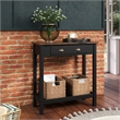 Solid Pine Farmhouse Console Table with Drawer in Harvest Black and Brown