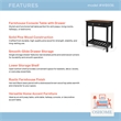 Solid Pine Farmhouse Console Table with Drawer in Harvest Black and Brown