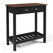 Solid Pine Farmhouse Console Table with Drawer in Harvest Black and Brown