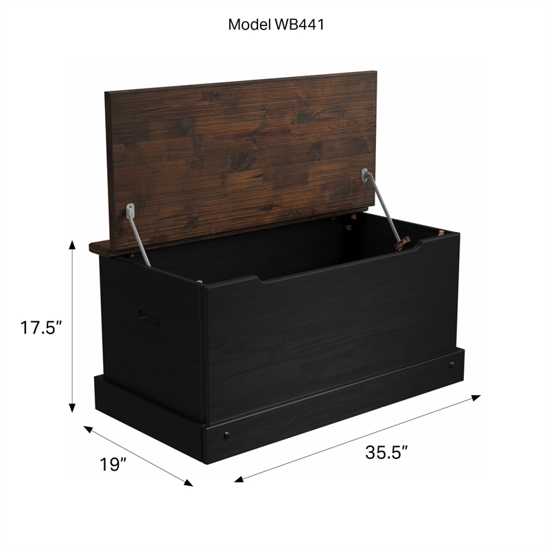Solid Pine Farmhouse Storage/Blanket Trunk Chest in Harvest Black and Brown