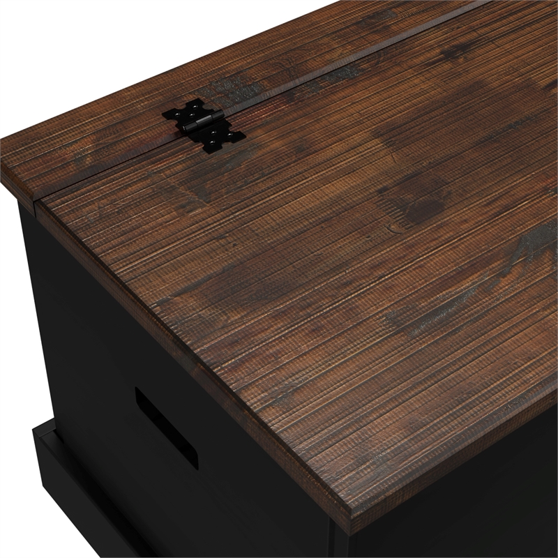 Solid Pine Farmhouse Storage/Blanket Trunk Chest in Harvest Black and Brown