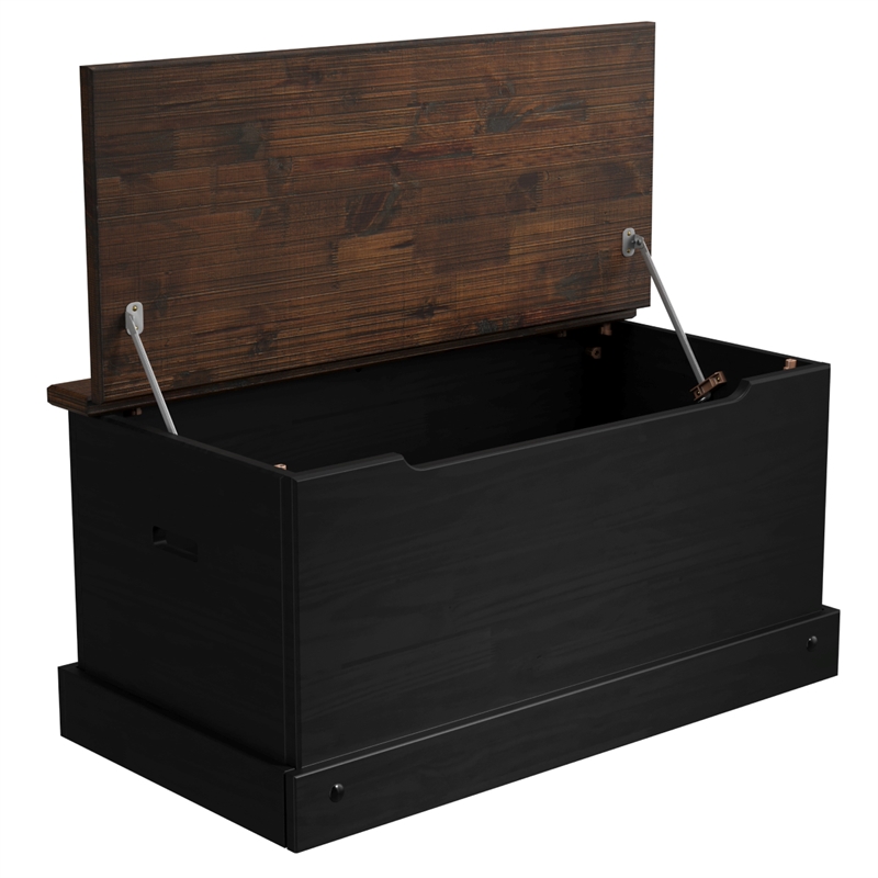 Solid Pine Farmhouse Storage/Blanket Trunk Chest in Harvest Black and Brown