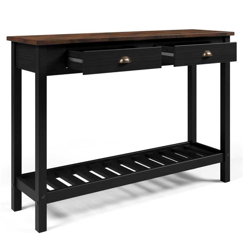 Solid Pine Farmhouse Console Table in Harvest Black and Brown
