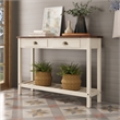 Solid Pine Farmhouse Console Table in Harvest White and Brown