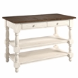Solid Pine Farmhouse Kitchen Island/Prep Table in Harvest White and Brown