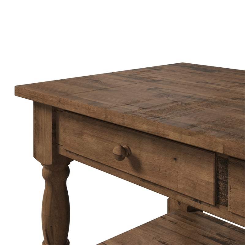 Solid Pine Farmhouse Kitchen Island/Prep Table in Harvest Brown