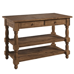 Solid Pine Farmhouse Kitchen Island/Prep Table in Harvest Brown