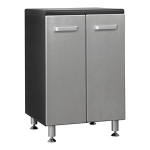 Tuff Stor 23.5&quot 2-door Contemporary Wood Garage Base Cabinet in Black/Silver