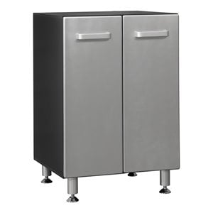 Tuff Stor 23.5&quot 2-door Contemporary Wood Garage Base Cabinet in Silver/Black