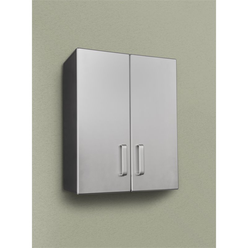 Tuff Stor 2-door Contemporary Wood Overhead Cabinet in Silver/Black