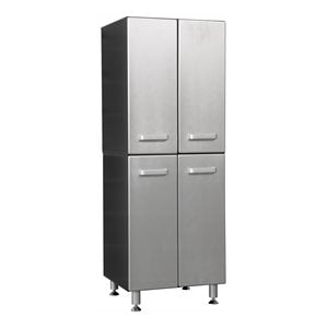 Tuff Stor 23.5&quot 4-door Contemporary Wood Garage Storage Cabinet in Silver/Black