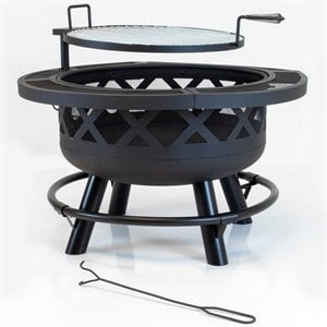 Outdoor Leisure Products 5511 32&quot Black Roundup Fire Pit with cooking shelf