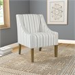 HomePop Traditional Wood and Fabric Stripe Pattern Swoop Accent Chair in Blue