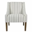 HomePop Traditional Wood and Fabric Stripe Pattern Swoop Accent Chair in Blue