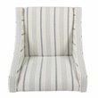 HomePop Traditional Wood and Fabric Stripe Pattern Swoop Accent Chair in Blue