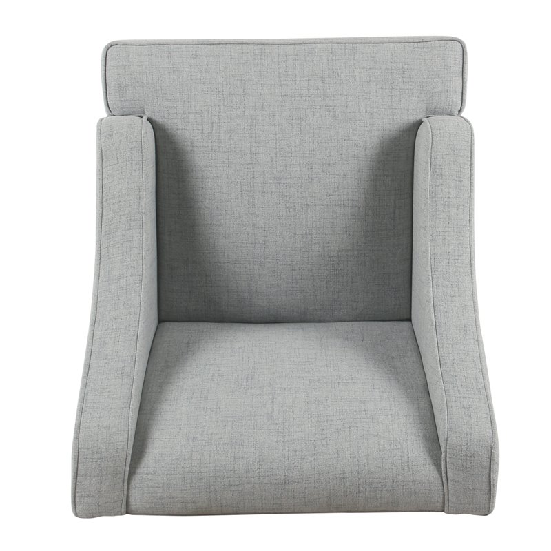 HomePop Traditional Wood and Fabric Swoop Arm Accent Chair in Light Blue