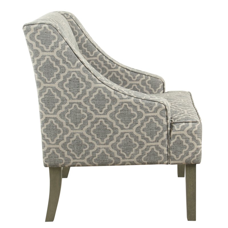 HomePop Traditional Fabric Geometric Swoop Arm Accent Chair in Gray Finish