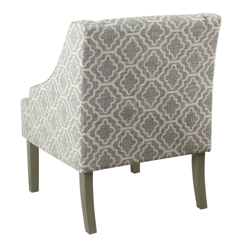 HomePop Traditional Fabric Geometric Swoop Arm Accent Chair in Gray Finish