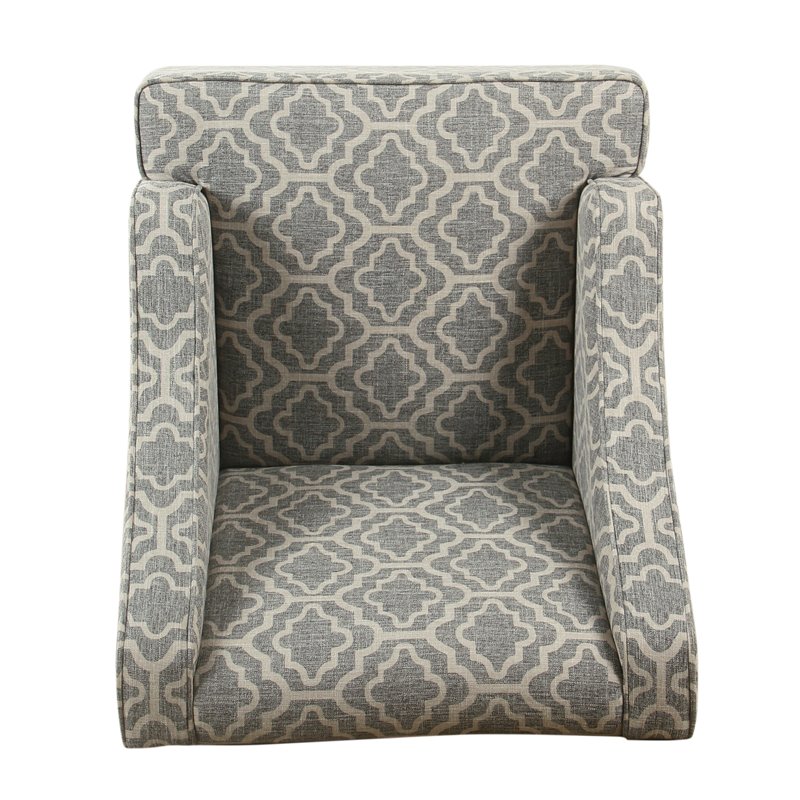 HomePop Traditional Fabric Geometric Swoop Arm Accent Chair in Gray Finish