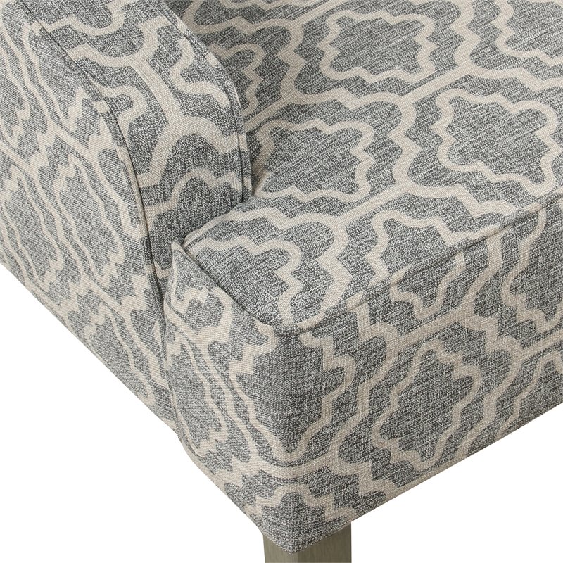 HomePop Traditional Fabric Geometric Swoop Arm Accent Chair in Gray Finish