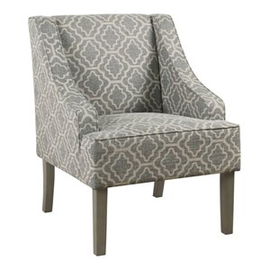 HomePop Traditional Fabric Geometric Swoop Arm Accent Chair in Gray Finish