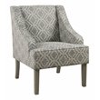 HomePop Traditional Fabric Geometric Swoop Arm Accent Chair in Gray Finish