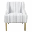 HomePop Traditional Wood & Fabric Stripe Pattern Swoop Accent Chair in Blue