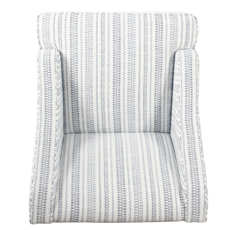 HomePop Traditional Wood & Fabric Stripe Pattern Swoop Accent Chair in Blue