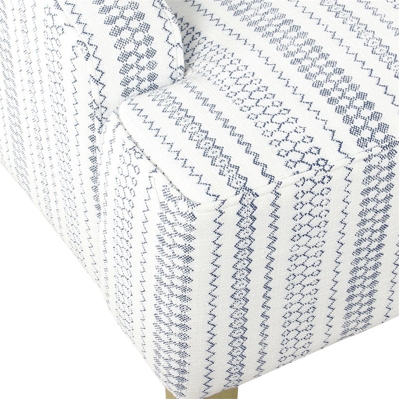 HomePop Traditional Wood & Fabric Stripe Pattern Swoop Accent Chair in Blue