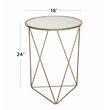 HomePop Triangle Modern Metal Accent Table with Round Mirror Top in Gold