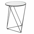 HomePop Triangle Modern Metal Accent Table with Round Mirror Top in Black