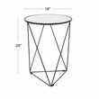 HomePop Triangle Modern Metal Accent Table with Round Mirror Top in Black