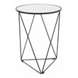 HomePop Triangle Modern Metal Accent Table with Round Mirror Top in Black