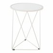 HomePop Triangle Modern Metal Accent Table with Round Mirror Top in White