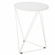 HomePop Triangle Modern Metal Accent Table with Round Mirror Top in White