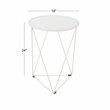 HomePop Triangle Modern Metal Accent Table with Round Mirror Top in White