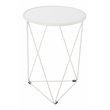 HomePop Triangle Modern Metal Accent Table with Round Mirror Top in White