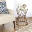 HomePop Modern Metal Accent Table with Round Mirror Top in Gold Finish