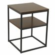 HomePop Square Modern Metal Accent Table with Shelf Storage in Dark Walnut