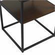 HomePop Square Modern Metal Accent Table with Shelf Storage in Dark Walnut