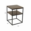 HomePop Square Modern Metal Accent Table with Shelf Storage in Dark Walnut