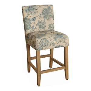 HomePop Lexie 39.5&quot Traditional Wood and Fabric Counter Height Barstool in Blue