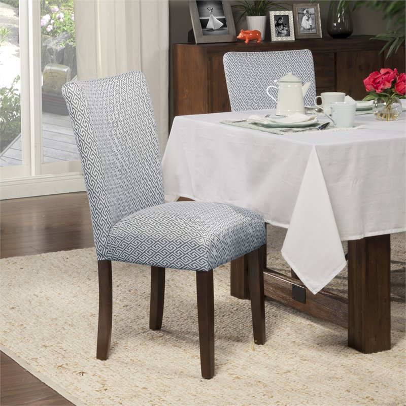 HomePop Traditional Fabric Parsons Chairs in Blue Finish (Set of 2)