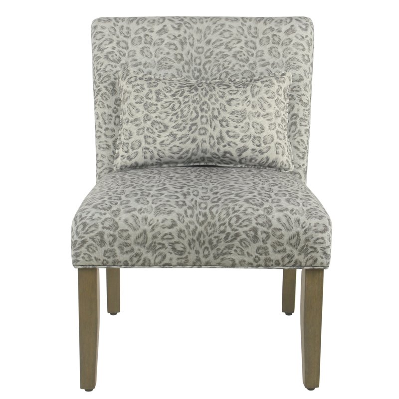 HomePop Fabric Cheetah Pattern Parker Accent Chair with Pillow in Gray